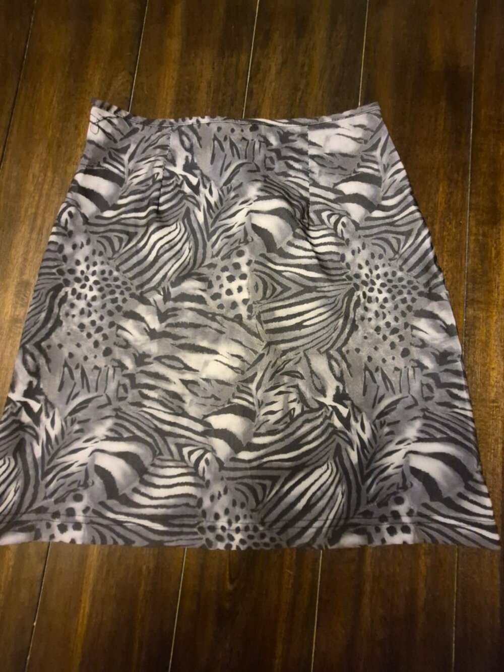 Vintage Animal Print Skirt Womens 3/4 Zebra Leopard Gray